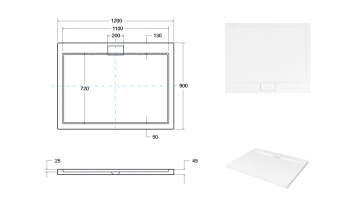 Душовий піддон акриловий, прямокутний Besco Axim Ultraslim 120x90 см (BAX-129-P)