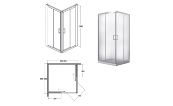 Душова кабіна Besco Modern 90x90x185, прозоре скло (MK-90-185-C)