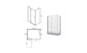 Душова кабіна Besco Viva 120x80x195 L, прозоре скло (VPL-128-195C)