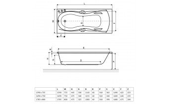 Ванна акрилова Excellent Canyon ІІ 160x75 см (WAEX.CNN16WH+RCR)