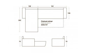 Кутовий диван розкладний Гратц / Graz 270x203 см, кут та колір дивану можна обрати (FAB1027)