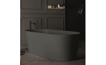 Вільностояча овальна ванна із штучного каменю Nic Design Bay 160x80x57 см, Argilla графітовий матовий (014719052)