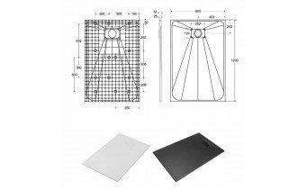 Душовий піддон конгломерат SMC, прямокутний Besco Vexo White UltraSlim 120x80x2,6 см, Білий матовий, із структорованою поверхнею