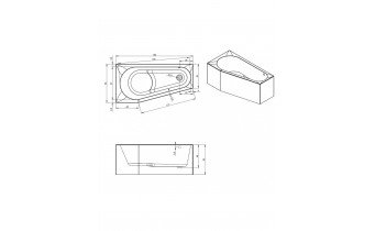 Акрилова ванна Riho Delta Plug & Play 160x80 R, асиметрична + ніжки (BD42005)