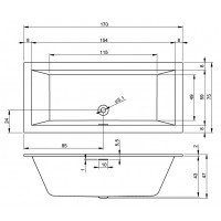 Акрилова ванна Riho Rethink Cubic 170x75, пряма з сифоном click / clack (BR07005)