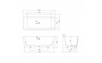 Окремостояча кам'яна ванна Volle Solid Surface 165x80 з донним клапаном (12-40-051)