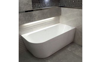 Ванна акрилова кутова Polimat SOLA 160x75 R, Правостороння біла + ніжки (00070)