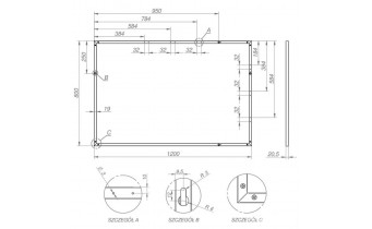 Прямокутне дзеркало у ванну Elita Rama 120/80 Black 19 мм, 120x80x2 см (167584)