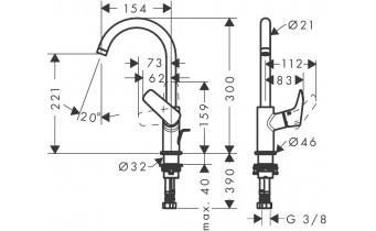 Змішувач для умивальника Hansgrohe Logis 210 хром (71130000)