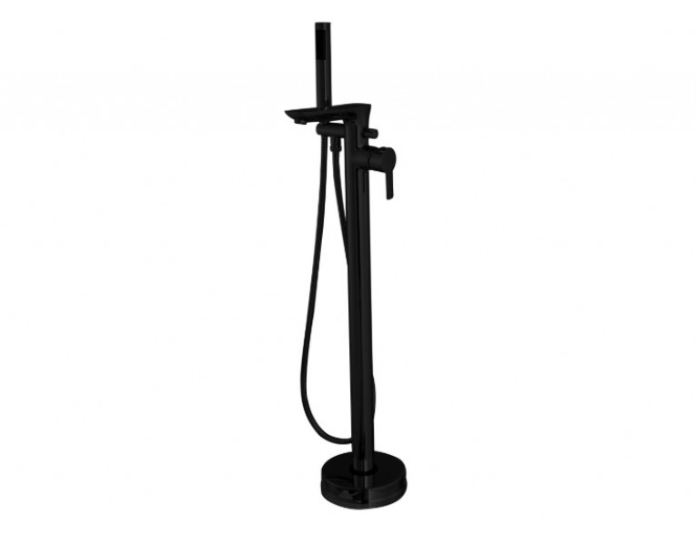 Підлоговий змішувач для окремостоячої ванни Invena Glamour black / Гламур 101,5 см, з лійкою, чорний матовий (BW-02-W04-V)