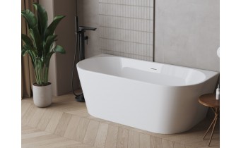 Підлоговий змішувач для окремостоячої ванни Invena Glamour black / Гламур 101,5 см, з лійкою, чорний матовий (BW-02-W04-V)