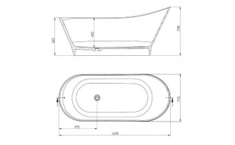Окремостояча овальна ванна з мармуру Dremex Cozy 171,9x68,6x78,1 см, Gelcoat, білий матовий + сифон