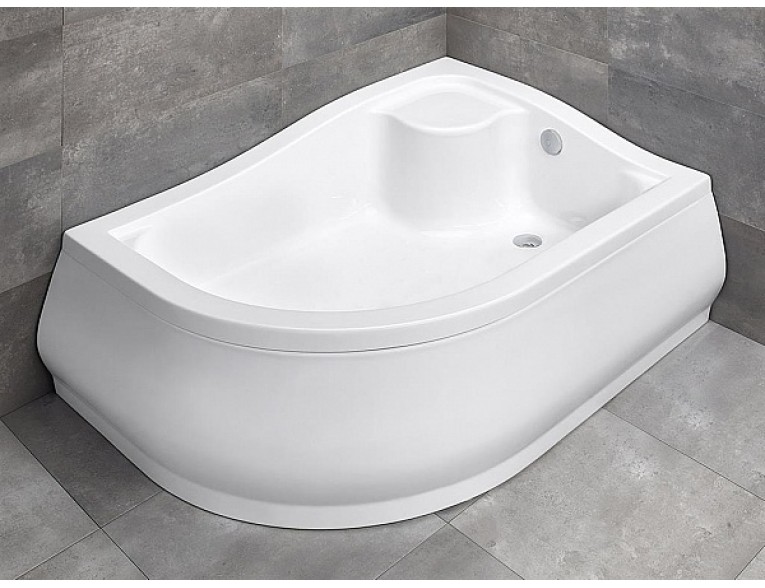 Душовий піддон асиметричний глибокий Radaway Korfu E 120x90x48,5 см, Правий, з місцем для сидіння, білий (4E91240-03R)