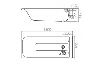 Ванна Colombo Фортуна 150х70 без ніжок (SWP165000N)