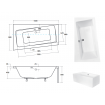 Ванна акрилова Besco Infinity 150x90 L, Лівостороння, асиметрична + чорна панель + два білих підголівника (WAI-150-NL-BL-WH)