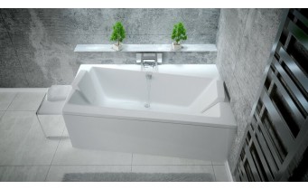Ванна акрилова Besco Infinity 170x110 см R, Правостороння, асиметрична, із зручним місцем для ніг, засобів гігієни, функціональною полицею, з функцією врізки змішувача на борт (WAI-170-NP)