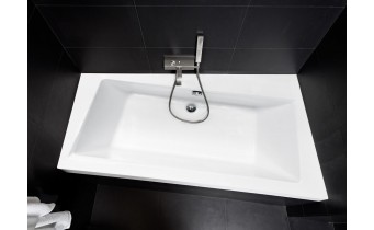 Ванна акрилова Besco Infinity 170x110 см R, Правостороння, асиметрична, із зручним місцем для ніг, засобів гігієни, функціональною полицею, з функцією врізки змішувача на борт (WAI-170-NP)