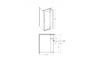Душова кабіна Besco Pixa 100x90x195 R, прозоре скло (PPP-109-195C)