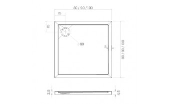 Душовий піддон NEW TRENDY NEW CANTARE 80x80x4,5 см (B-0420)