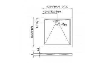 Душовий піддон NEW TRENDY CANTARE 110x80x6 см (B-0324)