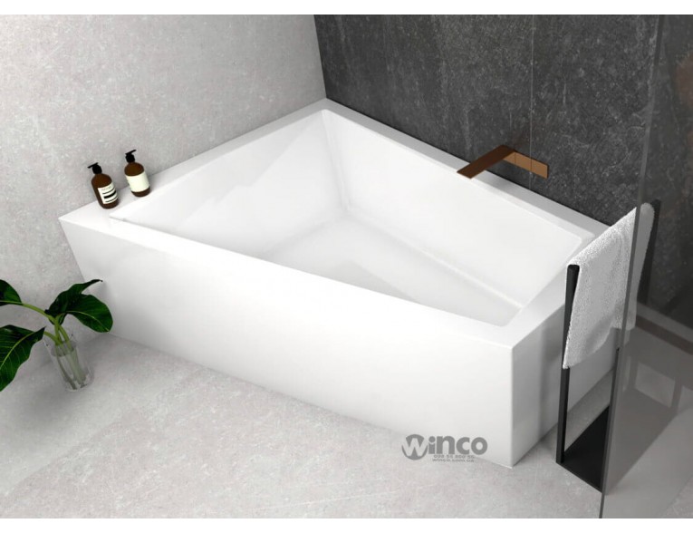 Ванна акрилова для двох осіб Besco Intima Duo 170x125 см L, Лівостороння, асиметрична з білою панеллю + посилені ніжки + сифон (система зливу) (WAID-170-NL-WH-SF)