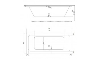 Акрилова ванна Kolo Modo 180x80, пряма з центральним зливом + ніжки (XWP1181000)