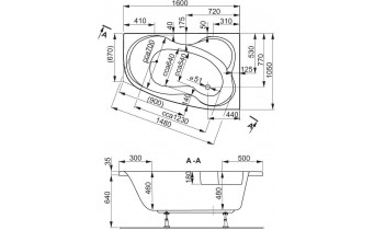 Ванна акрилова Vagnerplast Melite 160x105 см R, Правостороння (VPBA163MEL3PX-01)