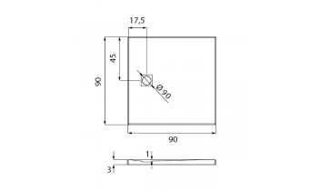 Душовий піддон NEW TRENDY MORI 90x90x3,5 см, чорний RAL 9005 (B-0402)