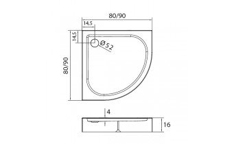 Душовий піддон NEW TRENDY DOMIO 90x90x16 см (B-0350)