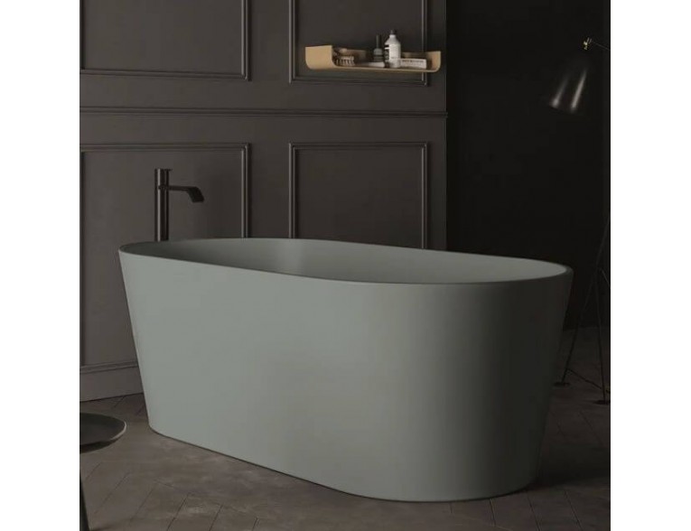 Вільностояча овальна ванна із штучного каменю Nic Design Bay 160x80x57 см, Cemento, сірий матовий (014719047)