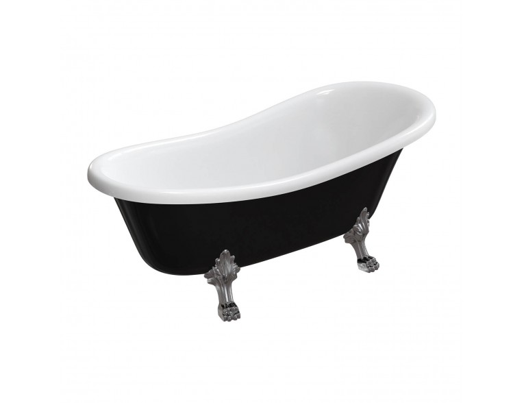 Окремостояча ванна Omnires Atena Comfort M+ 168x76 см, чорно-біла глянцева (ATENA168BCP)