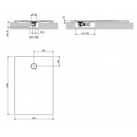 Душовий піддон, камяний Omnires Aquarock M+ 80x120 см, антиковзкий, прямокутний, Білий матовий