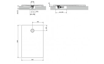 Душовий піддон, камяний Omnires Aquarock M+ 80x120 см, антиковзкий, прямокутний, Чорний матовий