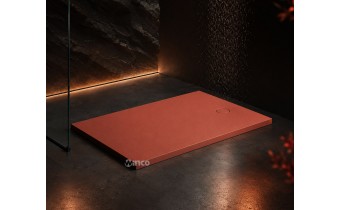 Душовий піддон, камяний Omnires Aquarock M+ 80x120 см, антиковзкий, прямокутний, Теракотовий матовий
