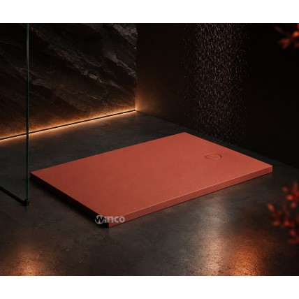 Душовий піддон, камяний Omnires Aquarock M+ 80x120 см, антиковзкий, прямокутний, Теракотовий матовий