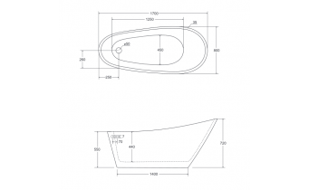 Окремостояча акрилова ванна Besco Melody 170x80 з сифоном click / clack, чорний (WAS-170-MCZ)