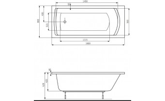 Акрилова ванна Roca Linea 180x80 см, пряма + ніжки (A24T058000)