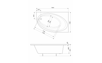 Акрилова ванна Roca Orbita 160x100 см R, Правостороння, асиметрична + ніжки (A24T225000)