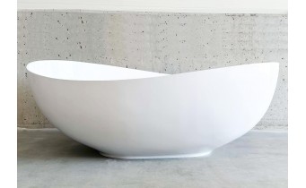 Окремостояча кам'яна ванна для двох Besco Siya / Сія Matt 172x100 см, біла матова + сифоном click/clack Chrome - Хром, верхнє очищення