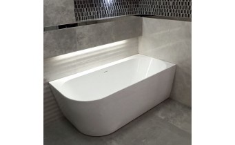 Ванна акрилова кутова Polimat SOLA 160x75 R, Правостороння чорна глянцева + ніжки (00135)