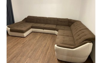 Кутовий диван розкладний ВІКОМеблі Спейс XXL / Space XXL, 375 на 310 см, диван для щоденного сну, верх коричневий, низ молочний, (Viko-XXL8)