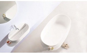 Окремостояча кам'яна ванна Volle Solid Surface 163x75 з сифоном click / clack (12-40-054)