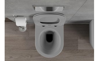 Унітаз безобідковий Mexen Rico Rimless з тонким сидінням soft-close, Duroplast Super Slim, світло-сірий матовий