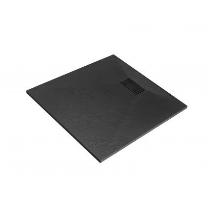 Душовий піддон конгломерат SMC, прямокутний Besco Vexo Black UltraSlim 90x90x3,2 см, Чорний матовий, із структорованою поверхнею