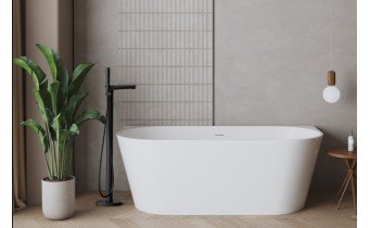 Підлоговий змішувач для окремостоячої ванни Invena Glamour black / Гламур 101,5 см, з лійкою, чорний матовий (BW-02-W04-V)