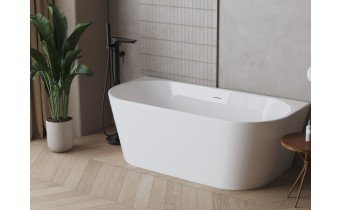 Підлоговий змішувач для окремостоячої ванни Invena Glamour black / Гламур 101,5 см, з лійкою, чорний матовий (BW-02-W04-V)