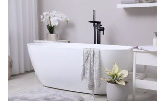 Підлоговий змішувач для окремостоячої ванни Invena Glamour black / Гламур 101,5 см, з лійкою, чорний матовий (BW-02-W04-V)