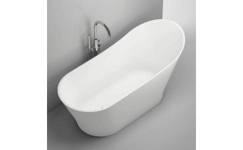 Окремостояча овальна ванна з мармуру Dremex Cozy 171,9x68,6x78,1 см, Gelcoat, білий матовий + сифон