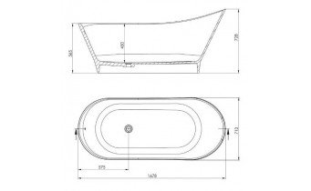 Окремостояча овальна ванна з мармуру Dremex Cozy 171,9x68,6x78,1 см, Gelcoat, білий матовий + сифон