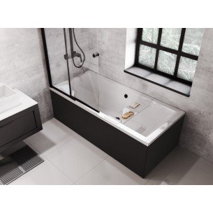 Ванна акрилова Besco Quadro 165x75 см, пряма + чорна панель, екран ванни (WAQ-165-PK-BL) Ванна акрилова Besco Quadro 165x75 см, пряма + чорна панель, екран ванни (WAQ-165-PK-BL)